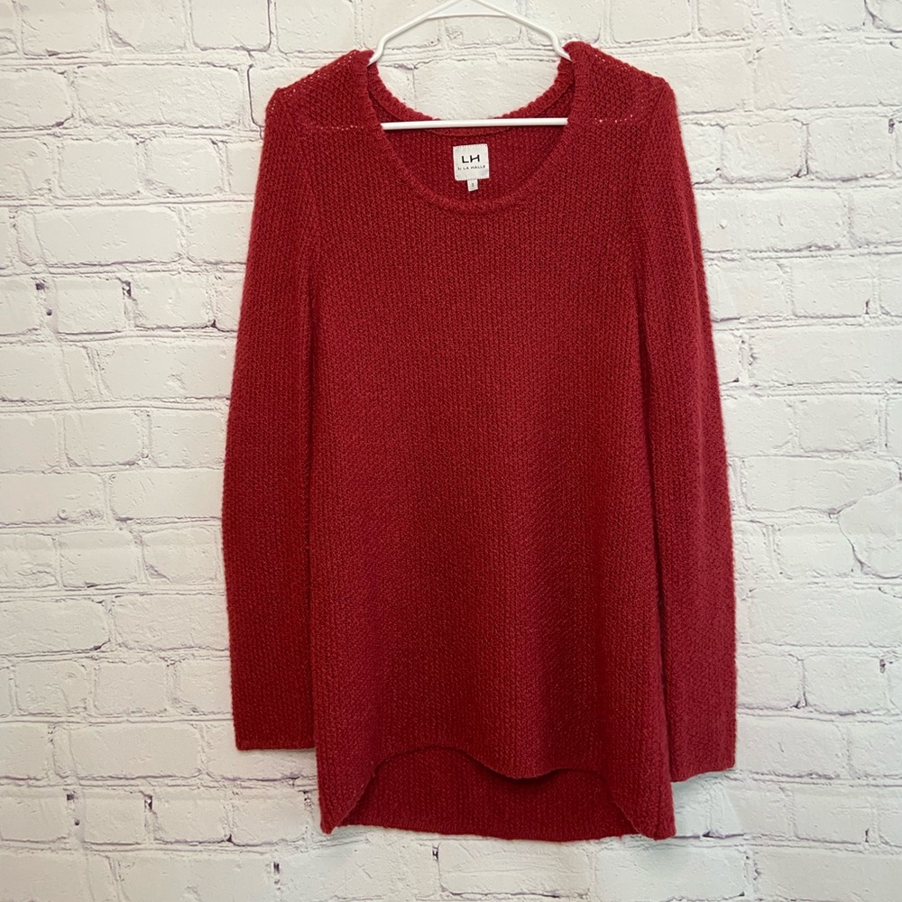 La Halle Red Oversized Long Sleeve Knit Sweater